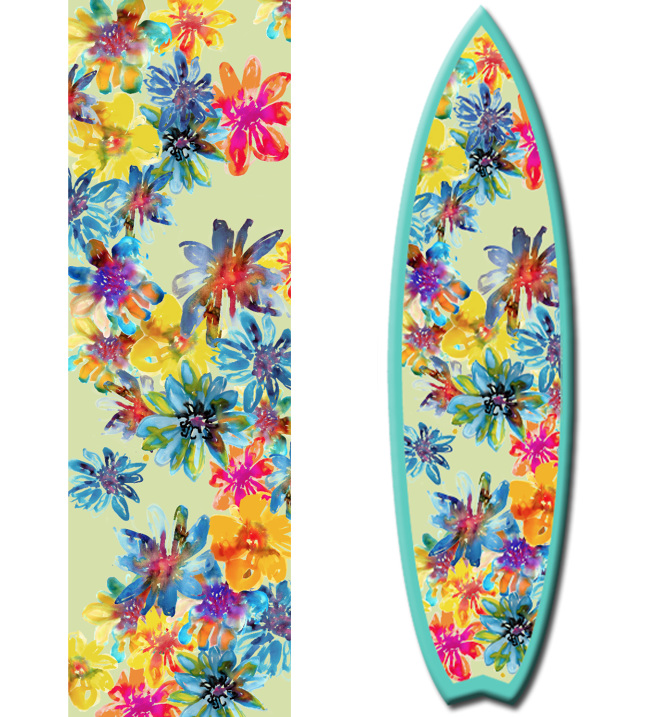 prancha de surf floral